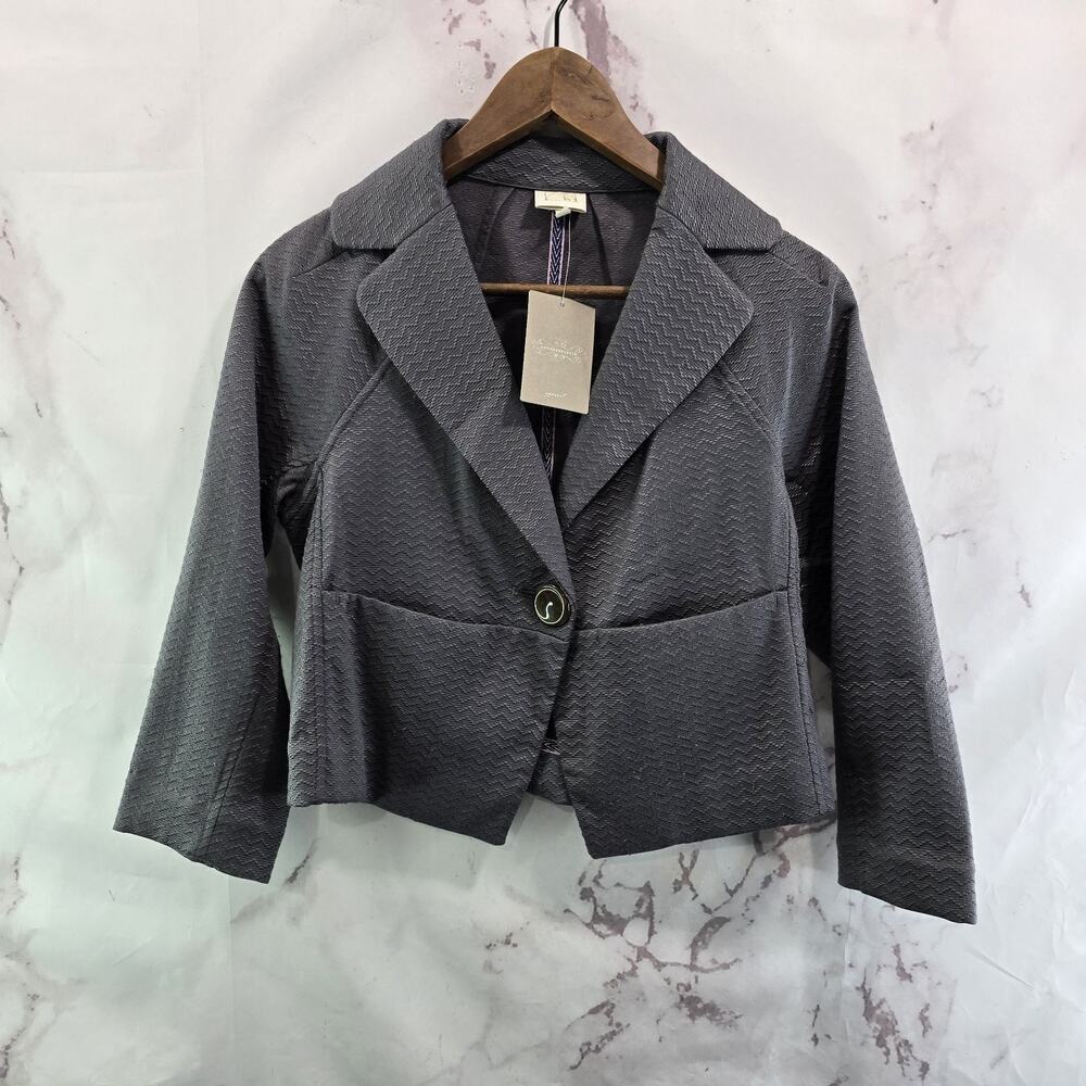 Coquille Blazer Womens 2 XS Gray Crop Jacket Golden Ratio Dynamism